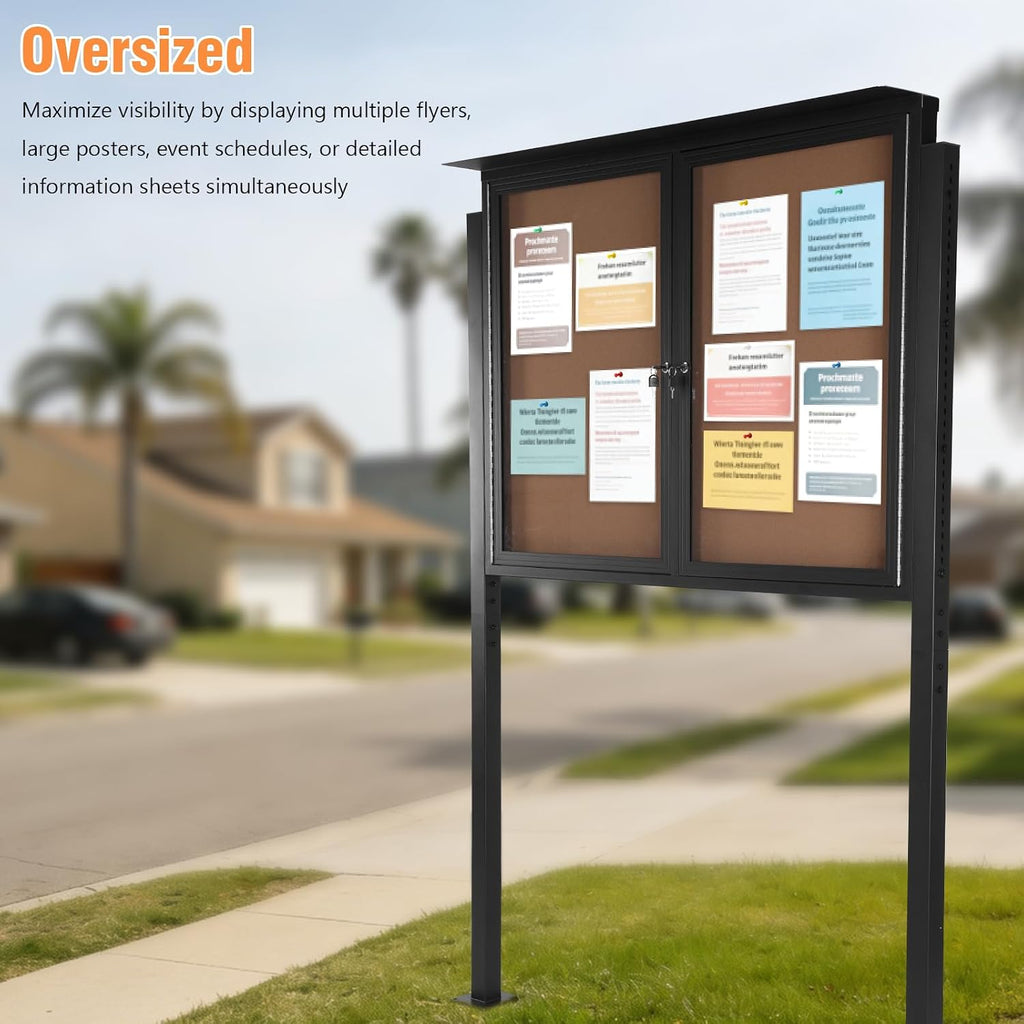 Weatherproof Standing Enclosed Cork Board