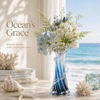 Hand‑Blown Blue Coastal Art Glass Vase