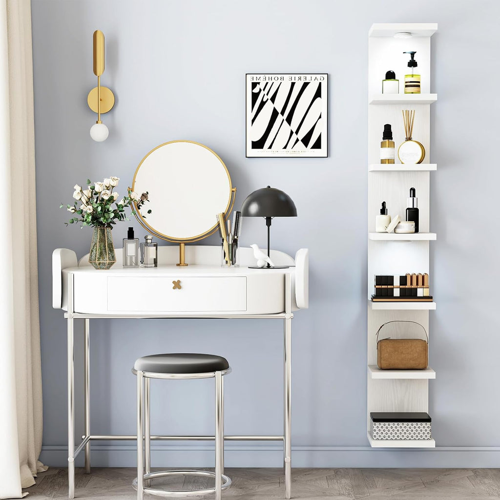 LED White Tiered Floating Wall Shelves