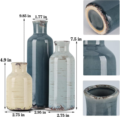 Coastal Farmhouse Ceramic Flower Vase Set