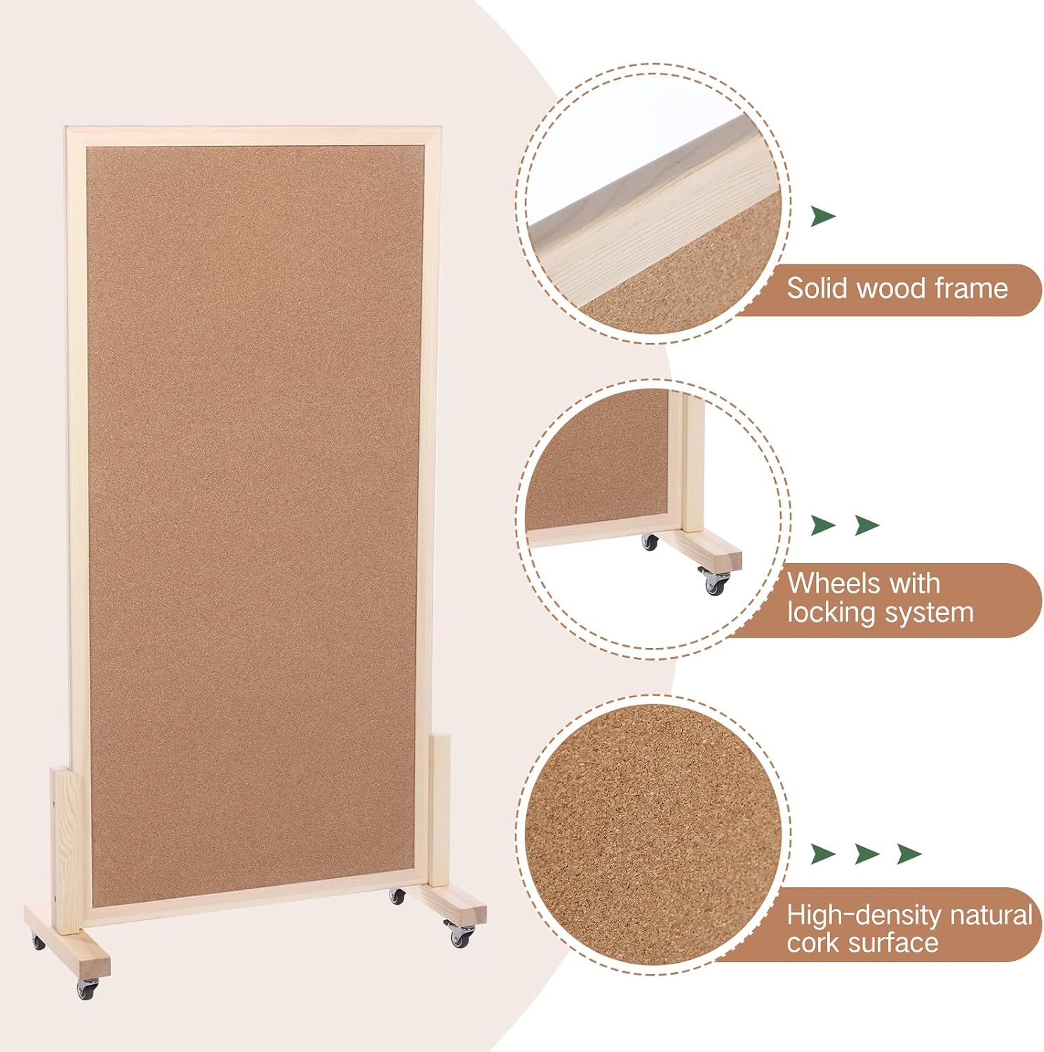 Mobile Double‑Sided Large Cork Bulletin Board