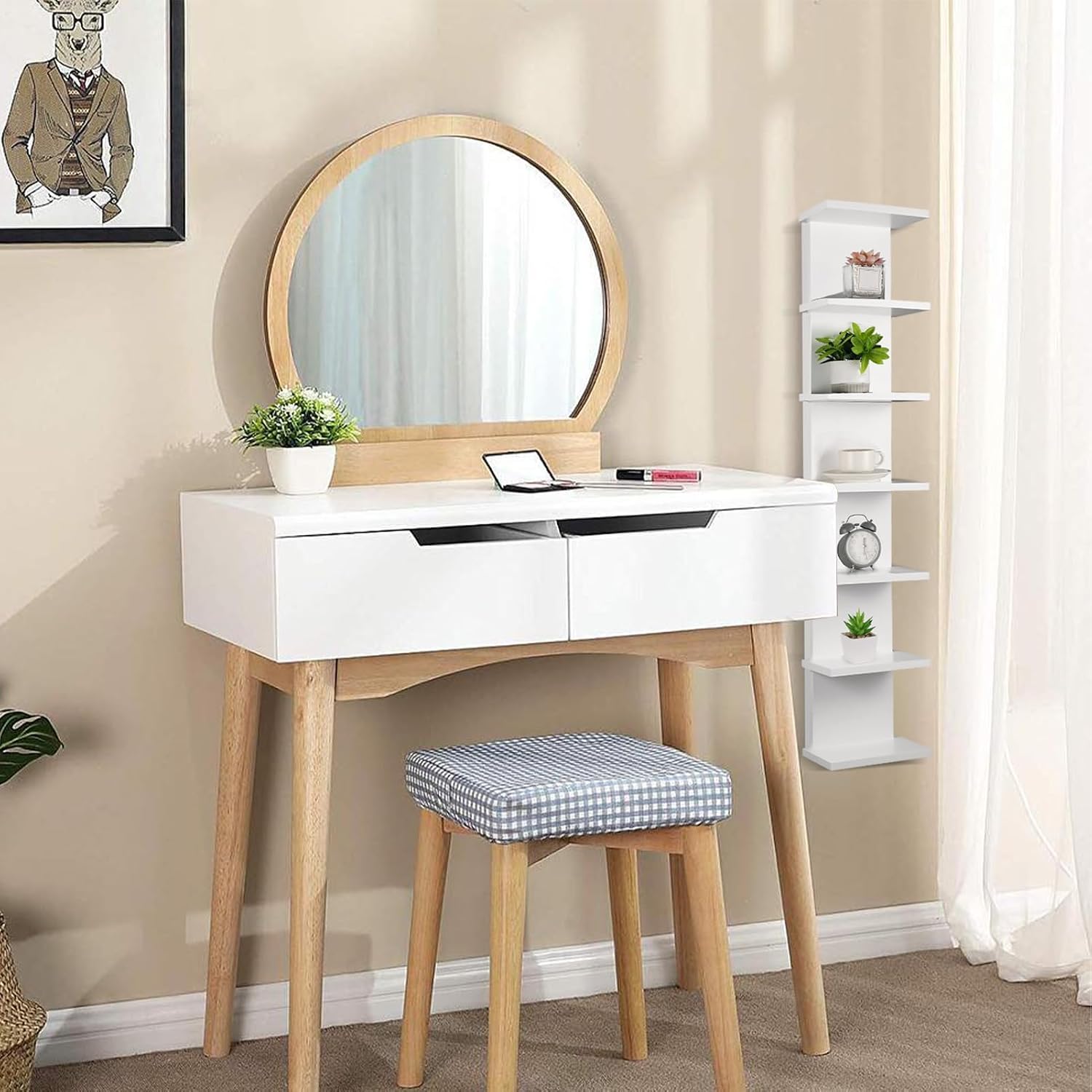 White Vertical 7‑Tier Wall Storage Shelf
