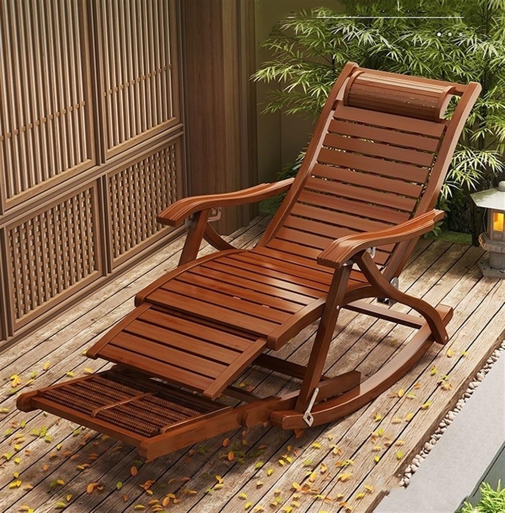 Foldable Bamboo Outdoor Rocking Lounge Chair