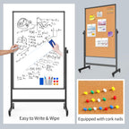 Rolling Double‑Sided Whiteboard Corkboard