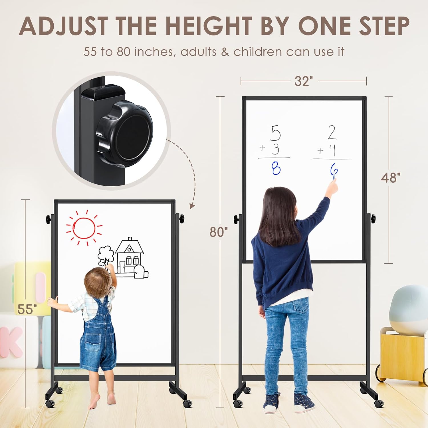 Rolling Double‑Sided Cork White Board
