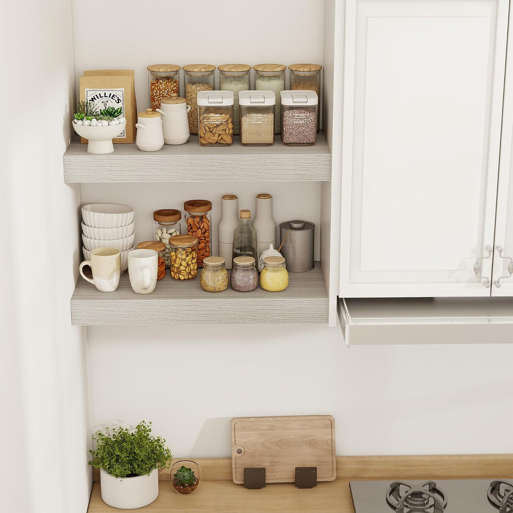 Rustic Deep Wall‑Mounted Floating Shelves