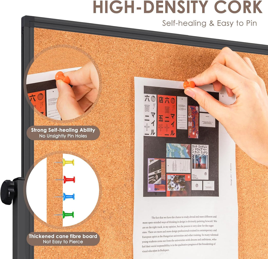 Rolling Double‑Sided Cork White Board