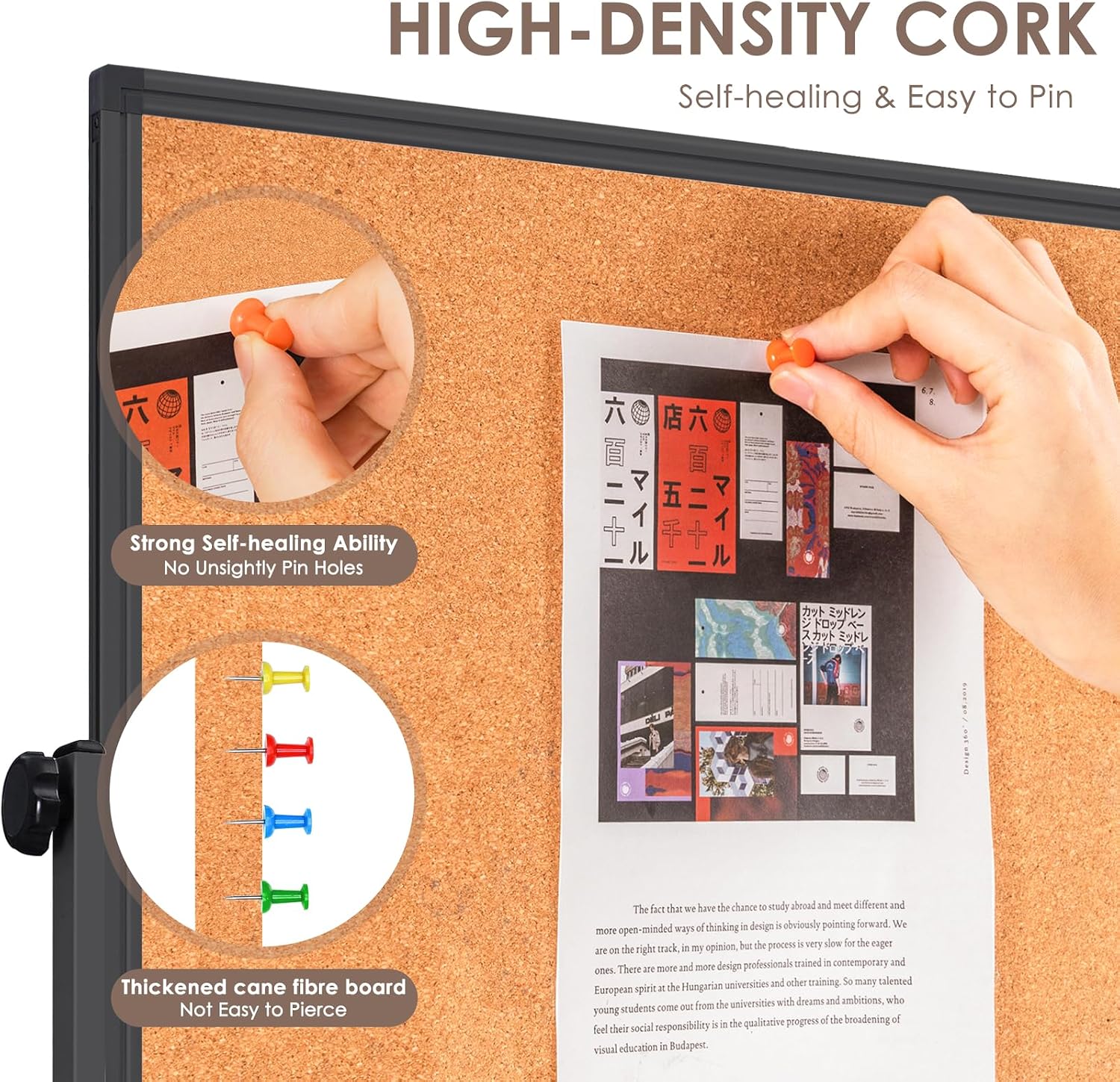 Rolling Double‑Sided Cork White Board
