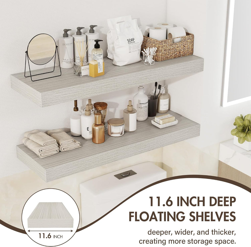 Rustic Deep Wall‑Mounted Floating Shelves