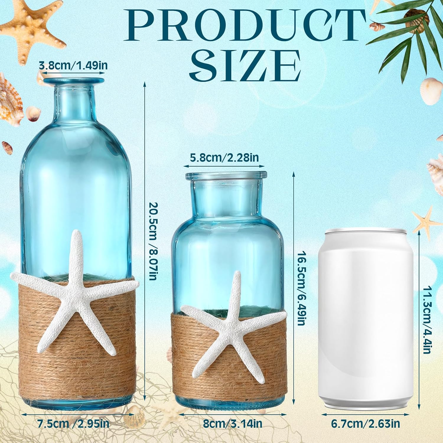 Coastal Starfish Glass Flower Vase Set