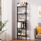 Industrial Narrow Wooden Ladder Bookshelf