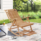 Adjustable Bamboo Patio Rocking Lounge Chair