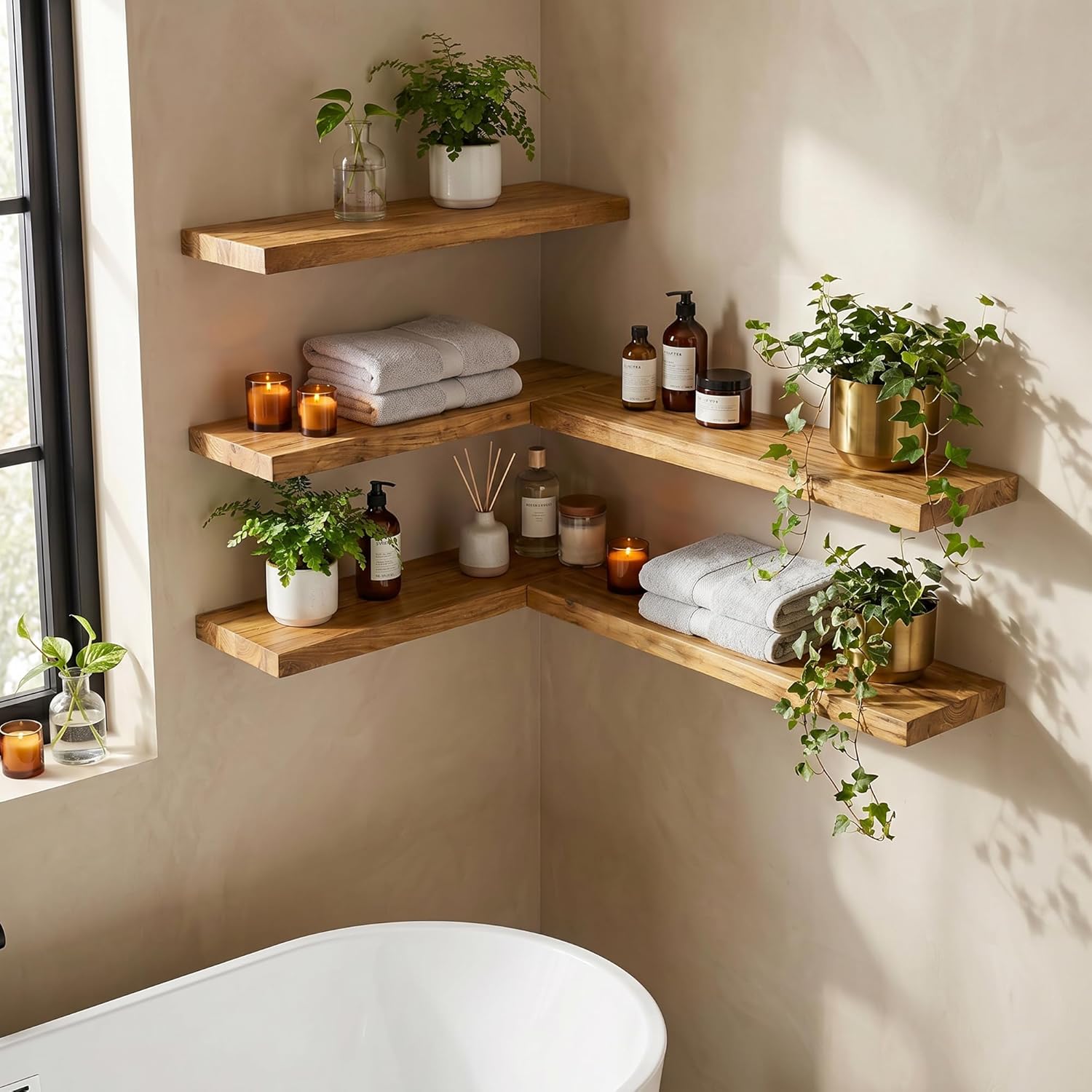 Rustic Solid Wood Wall Floating Shelves