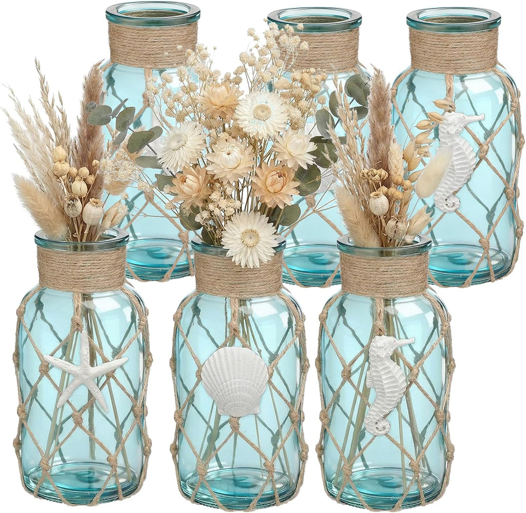 Coastal Starfish Shell Glass Vase Set