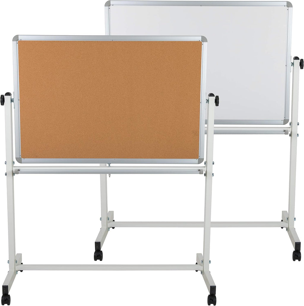 Mobile Reversible Whiteboard Cork Bulletin Board