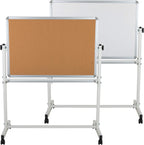 Mobile Reversible Whiteboard Cork Bulletin Board