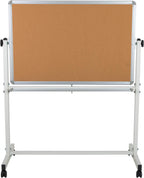 Mobile Reversible Whiteboard Cork Bulletin Board