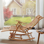Adjustable Bamboo Patio Rocking Lounge Chair