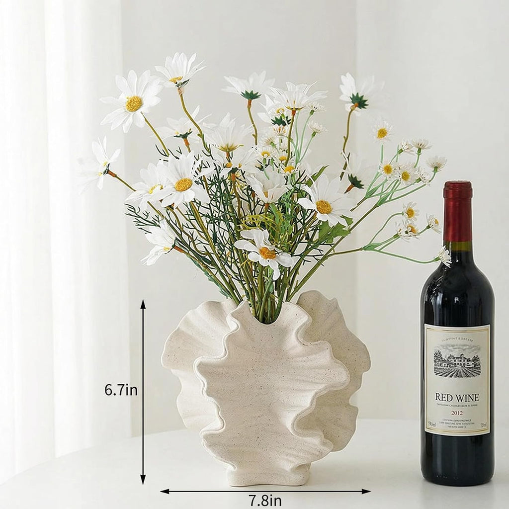 Modern Sculptural Cream Ceramic Vase