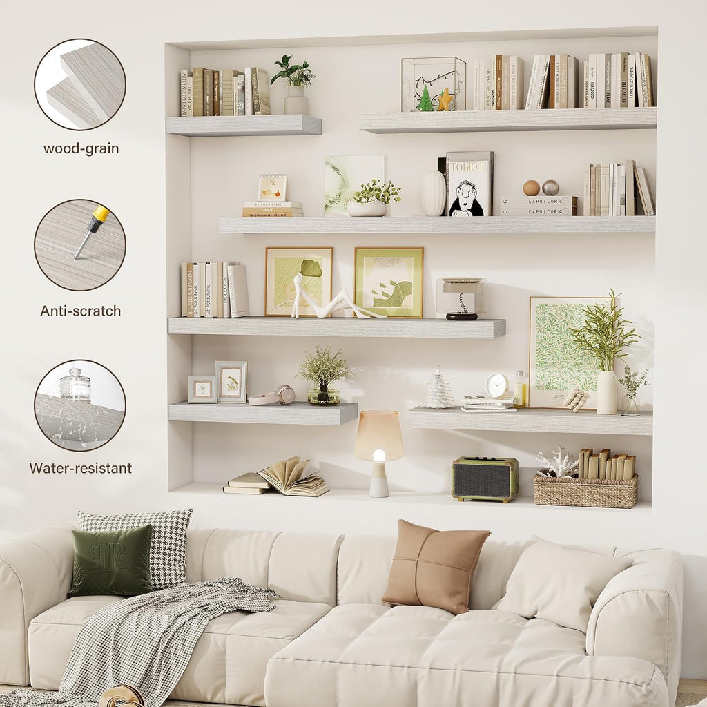 Rustic Deep Wall‑Mounted Floating Shelves