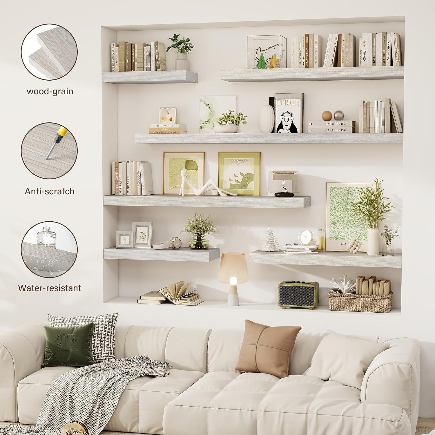 Rustic Deep Wall‑Mounted Floating Shelves