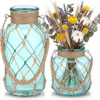Coastal Rope Glass Flower Vase Set