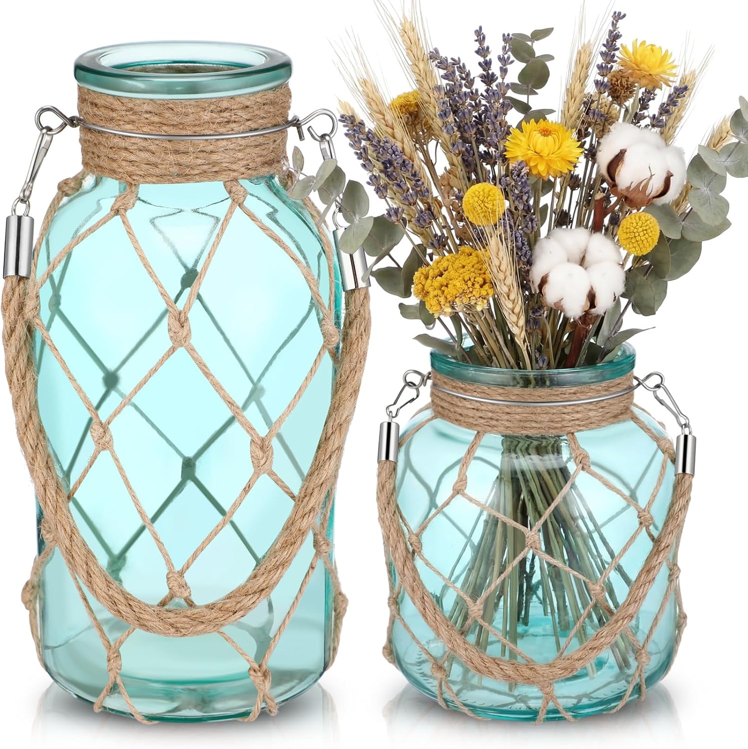 Coastal Rope Glass Flower Vase Set