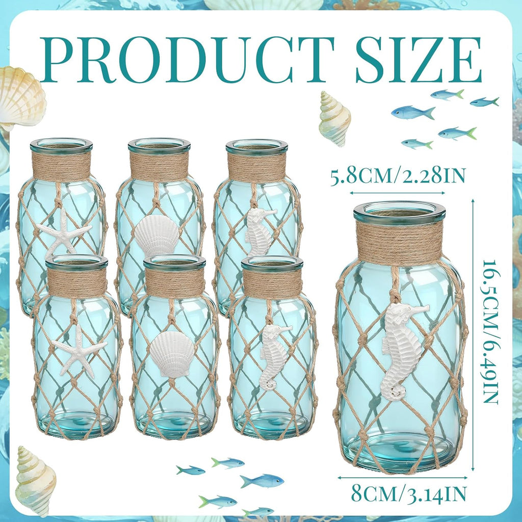 Coastal Starfish Shell Glass Vase Set