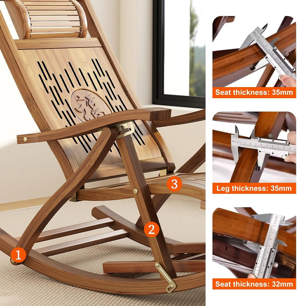 Heavy‑Duty Bamboo Folding Rocking Chair