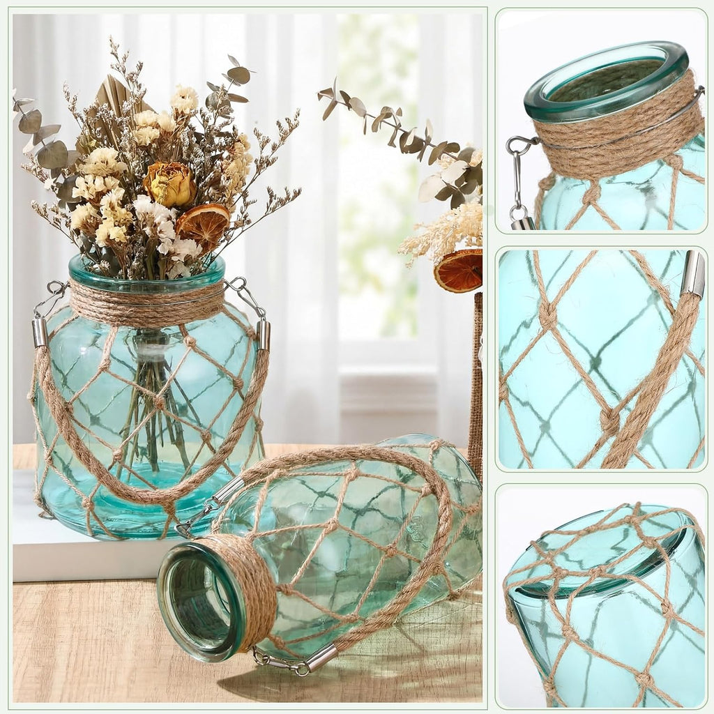 Coastal Rope Glass Flower Vase Set
