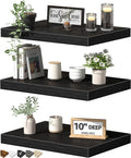 Deep Black Floating Wall TV Shelves