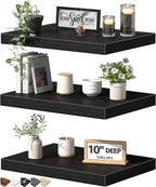 Deep Black Floating Wall TV Shelves
