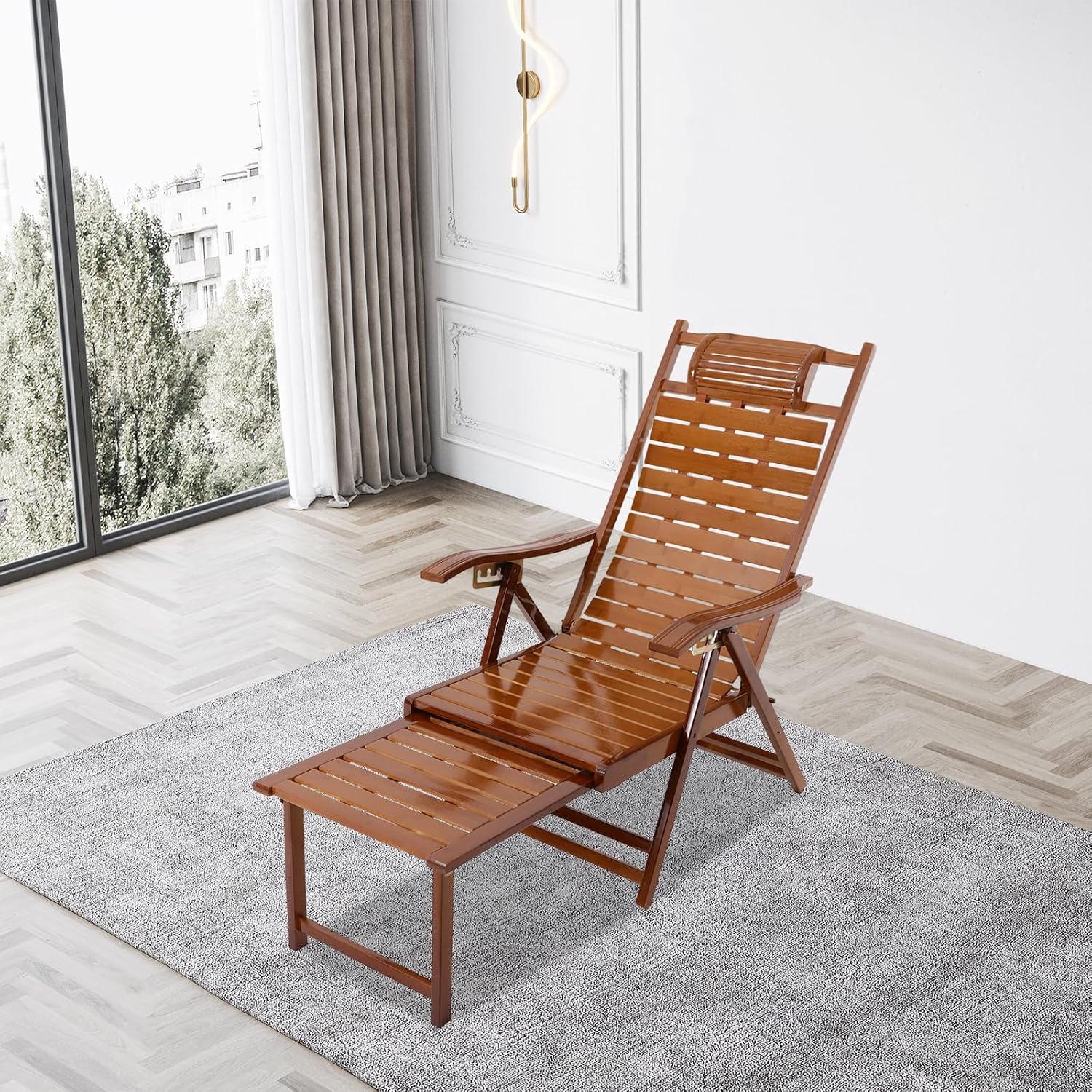 Foldable Bamboo Rocking Recliner Chair