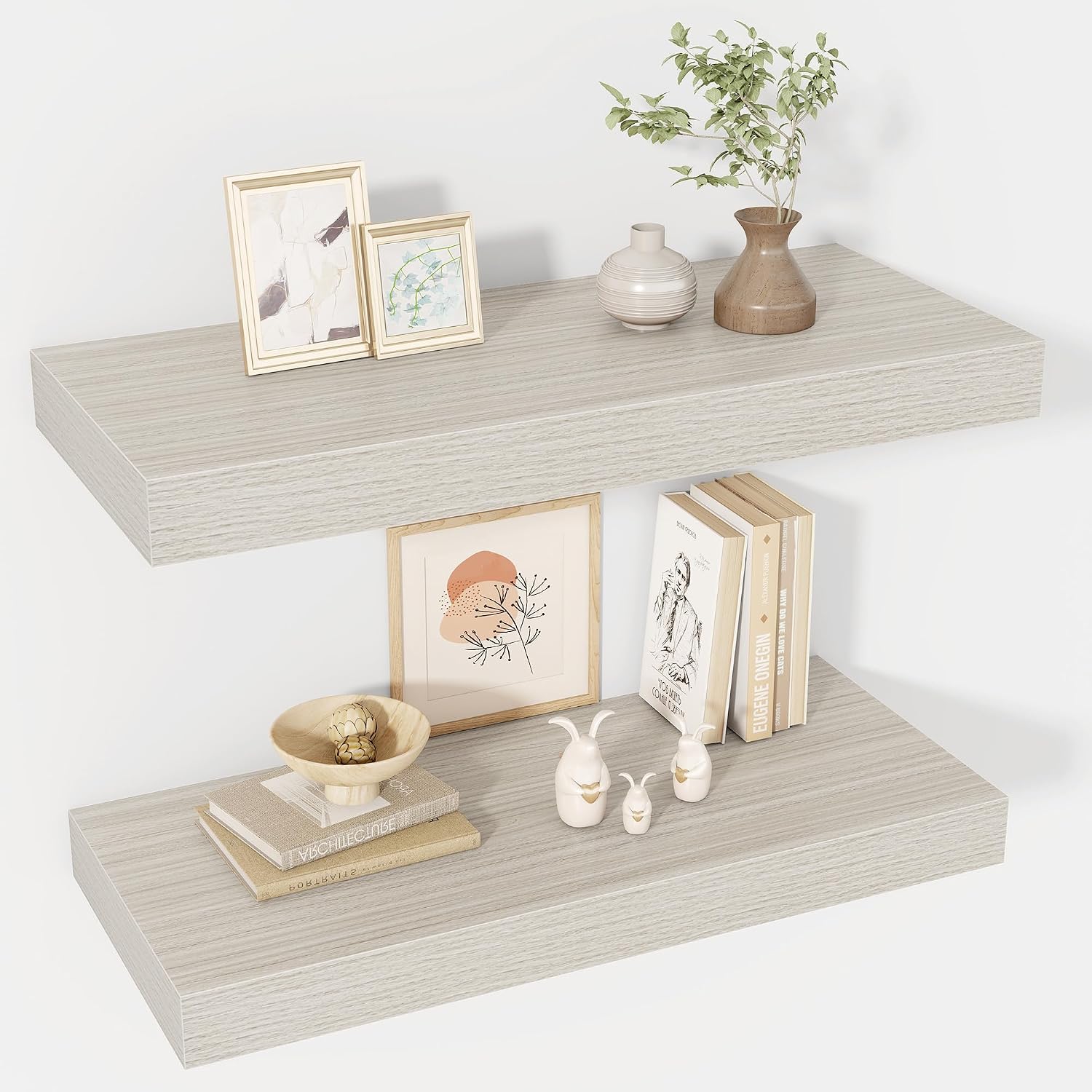 Rustic Deep Wall‑Mounted Floating Shelves