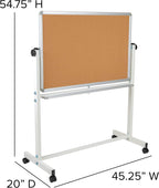 Mobile Reversible Whiteboard Cork Bulletin Board