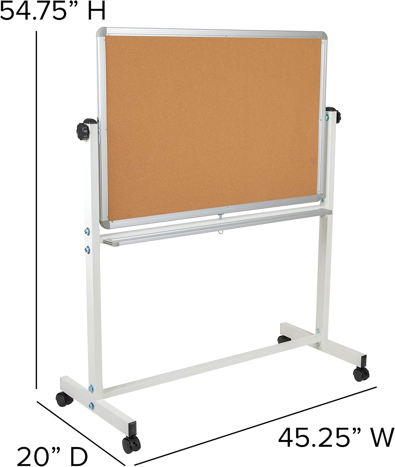 Mobile Reversible Whiteboard Cork Bulletin Board