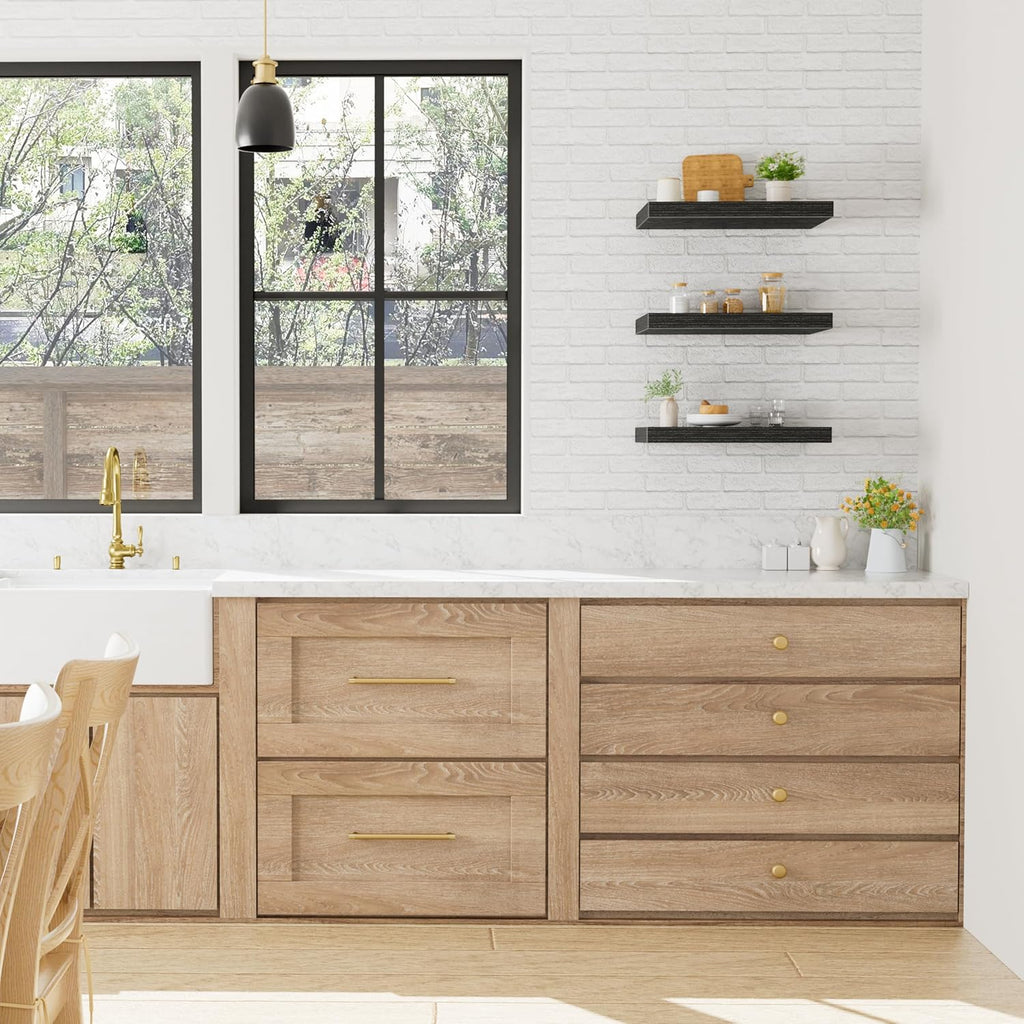 Deep Black Floating Wall TV Shelves